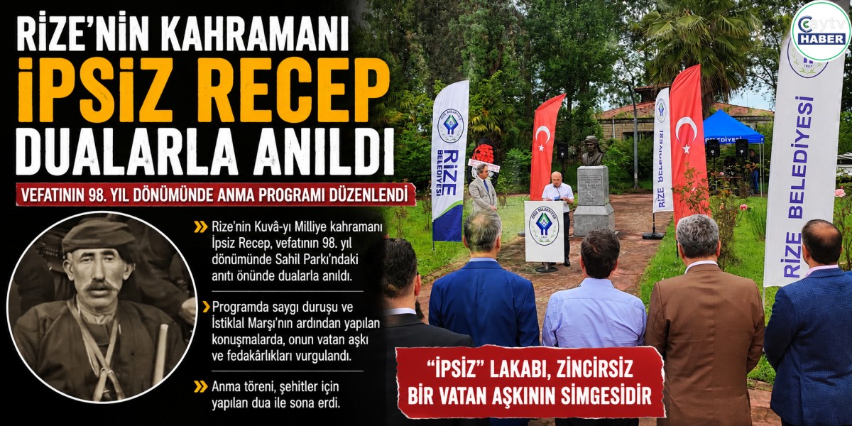 RİZE'NİN KUVÂ-YI MİLLİYE KAHRAMANI İPSİZ RECEP DUALARLA ANILDI